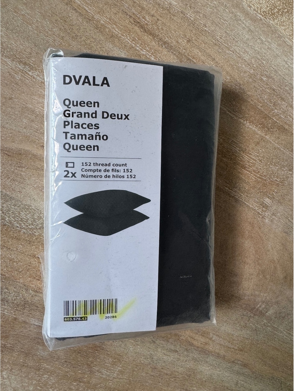 IKEA DVALA Queen Pillowcases 2-Pack Black Cotton 152 Thread Count